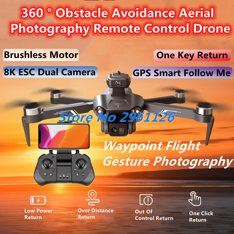 Drone Rc Fpv Manual - リモートコントロールドローンのおもちゃ,360 ° の障害物回避,航空写真,ブラシレス,wifi,fpv,GPS,追跡,8k,esc,デュアルカメラ