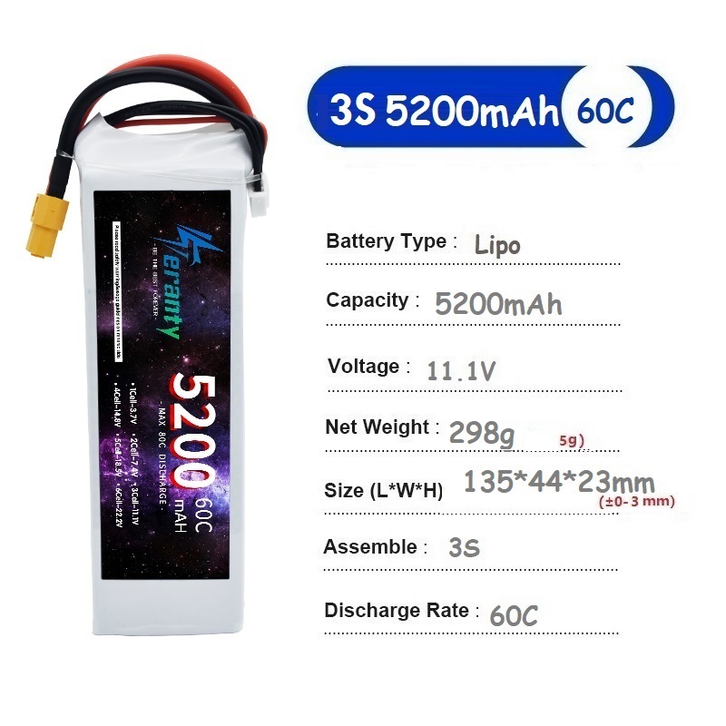 テランティ 3S 5200mAh 60C リポバッテリー 1 - Drone Avion Rc のレビューと価格