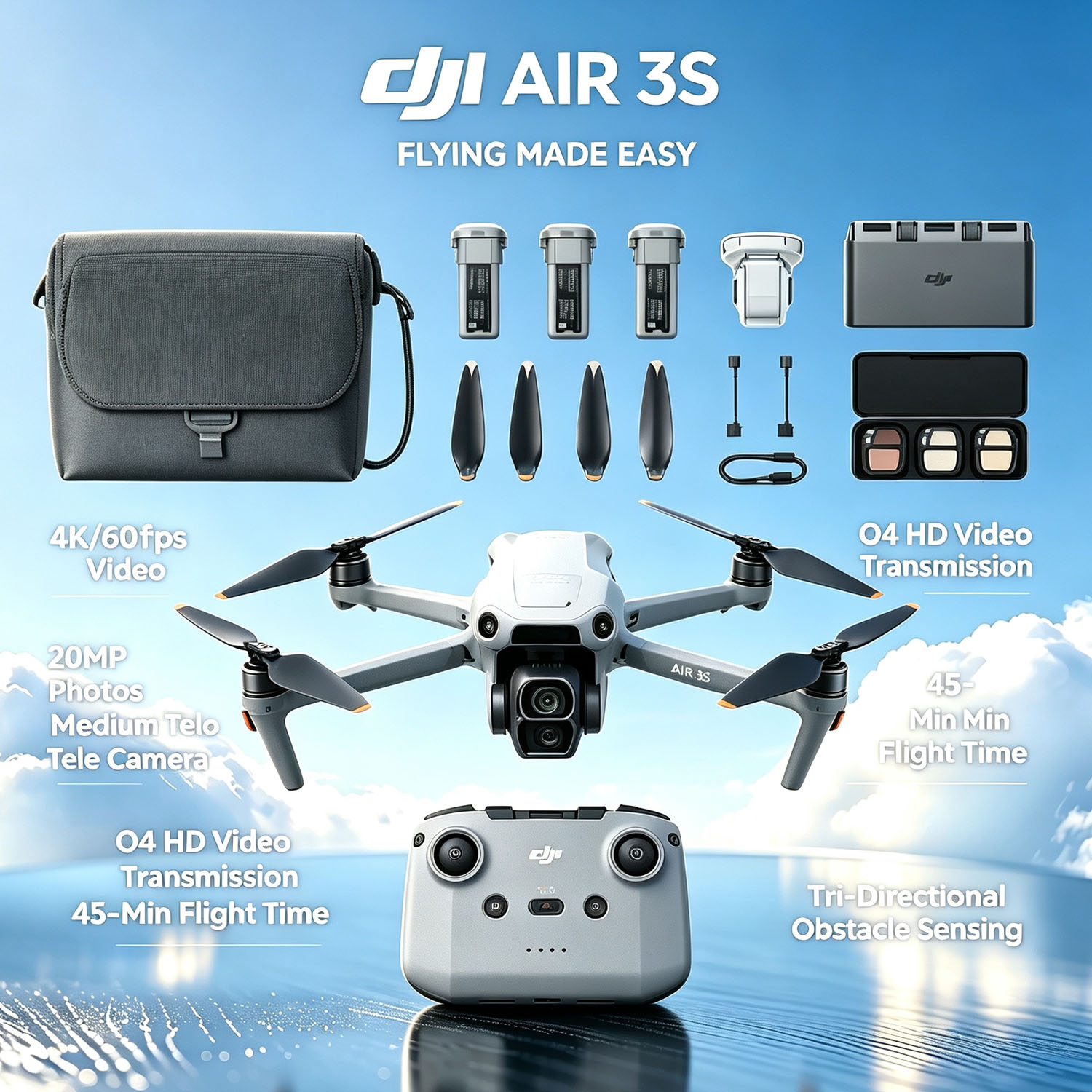 DJI Air 3S Fly Moreコンボ（RC-N3）、 - Drone Rc N3 3 Batteries のレビューと価格